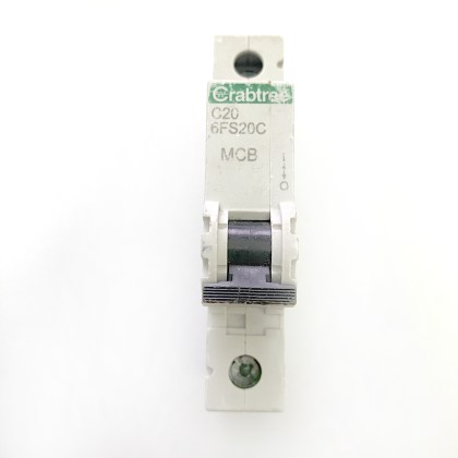 Crabtree 6FS20C White Clip C20 20A 20 Amp MCB Circuit Breaker Type C